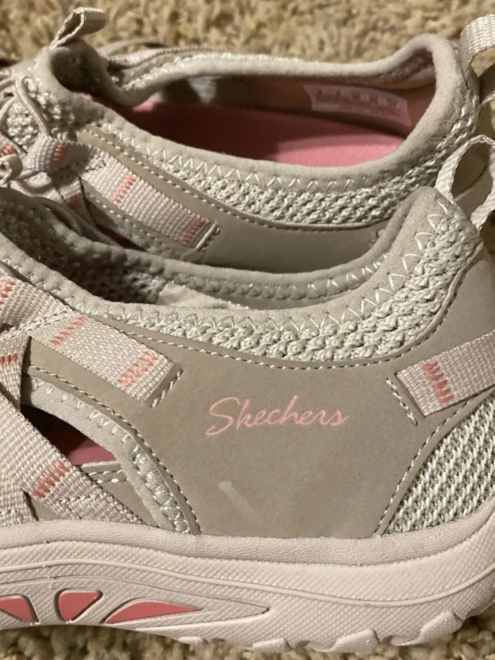 Skechers Women's Pale Pink Knit Slip-On Athletic Shoes